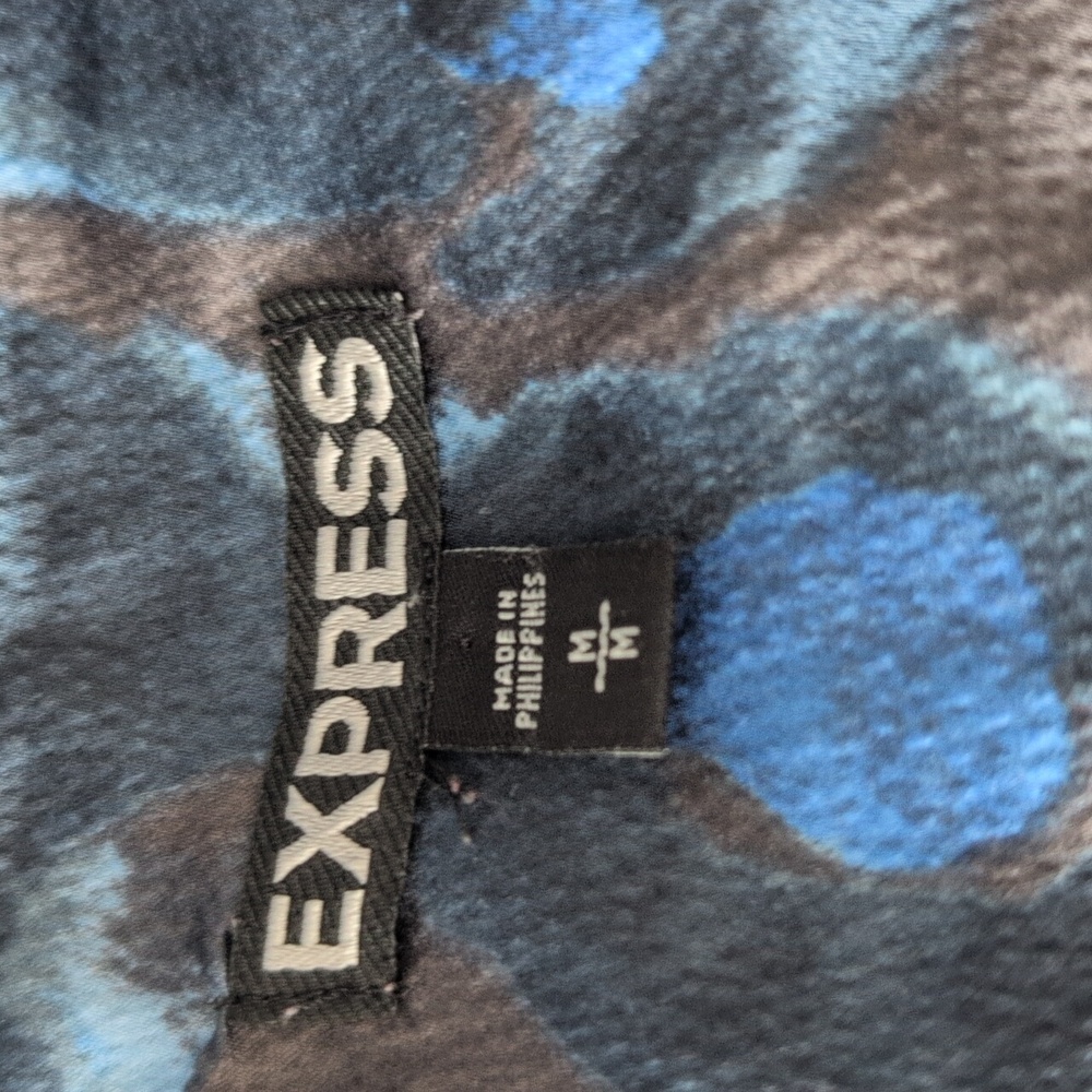 Express Brown and Blue Patterned Button Up Dress - image 3